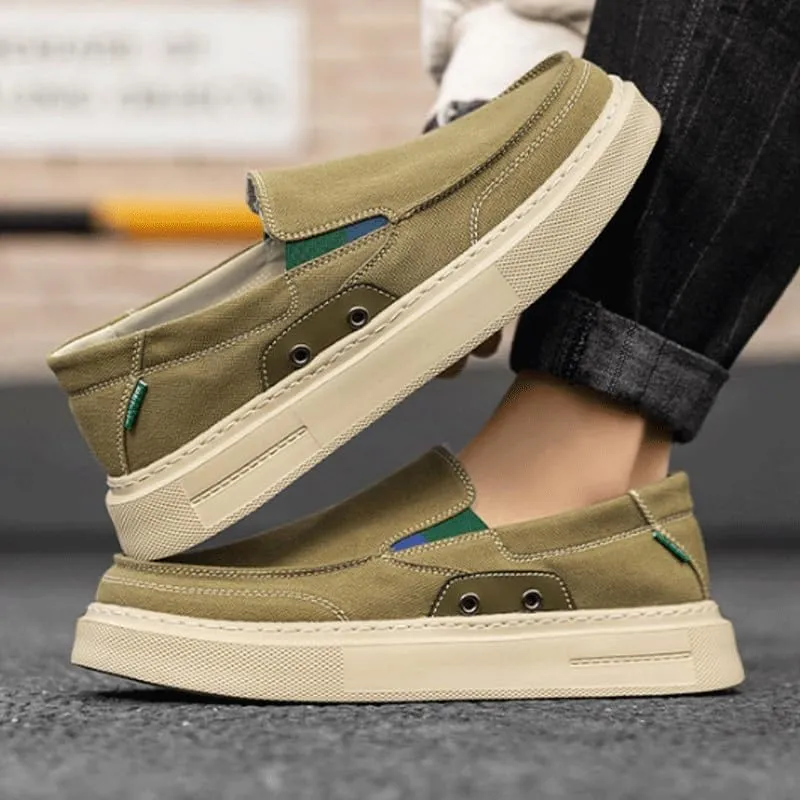 Men's Slip-On Canvas Casual Sneakers - Trendy Lace-Free Style, Lightweight & Easy to Wear for All-Day Activities