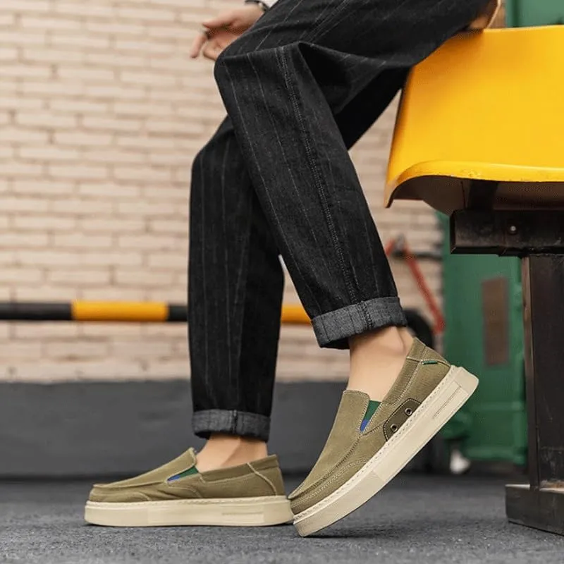 Men's Slip-On Canvas Casual Sneakers - Trendy Lace-Free Style, Lightweight & Easy to Wear for All-Day Activities