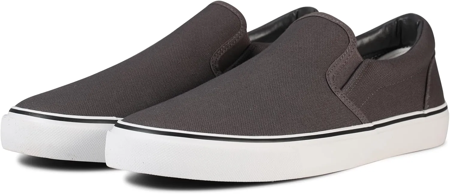 Men's Sneakers Classic Low Top Slip On Shoes Wide Canvas Skate Loafers Sneakers with Soft Insole Causal Dress Shoes for Men Comfortable Walking Shoes Slip on Sneakers for Men