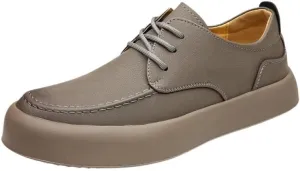 Men's Soft-Soled Oxford Shoes British Rubber Shoes Vintage Flat Round Versatile Work Shoes(Gray,8)