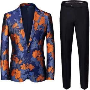 Men's Suit Set Business Casual Single Button Suit Jacket Trousers Wedding Men Suits Slim Blazers Jackets