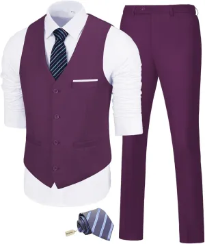 Men's Suit Slim Fit 2 Pieces Suits Set Grooms Tuxedos Business Wedding Prom Party Suit Vest and Pants