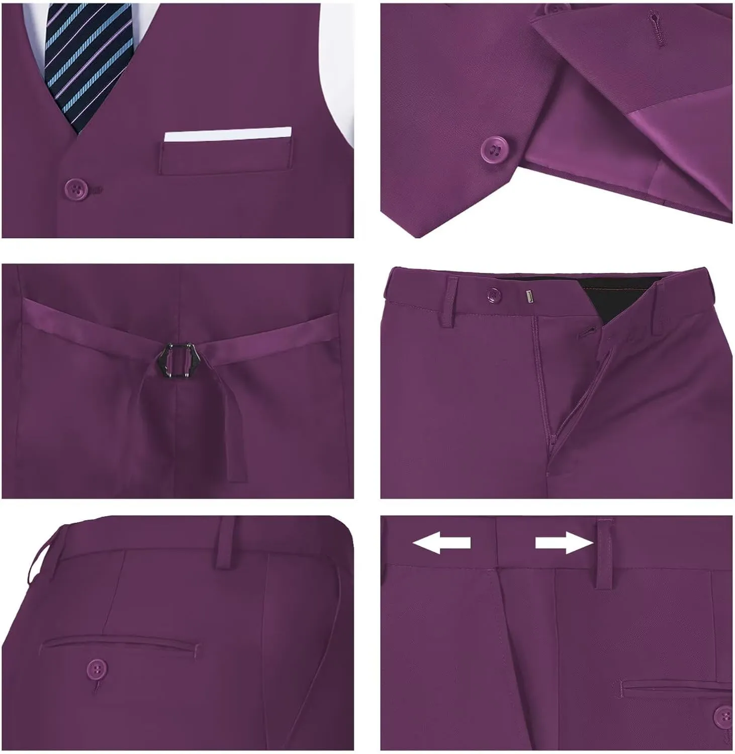 Men's Suit Slim Fit 2 Pieces Suits Set Grooms Tuxedos Business Wedding Prom Party Suit Vest and Pants