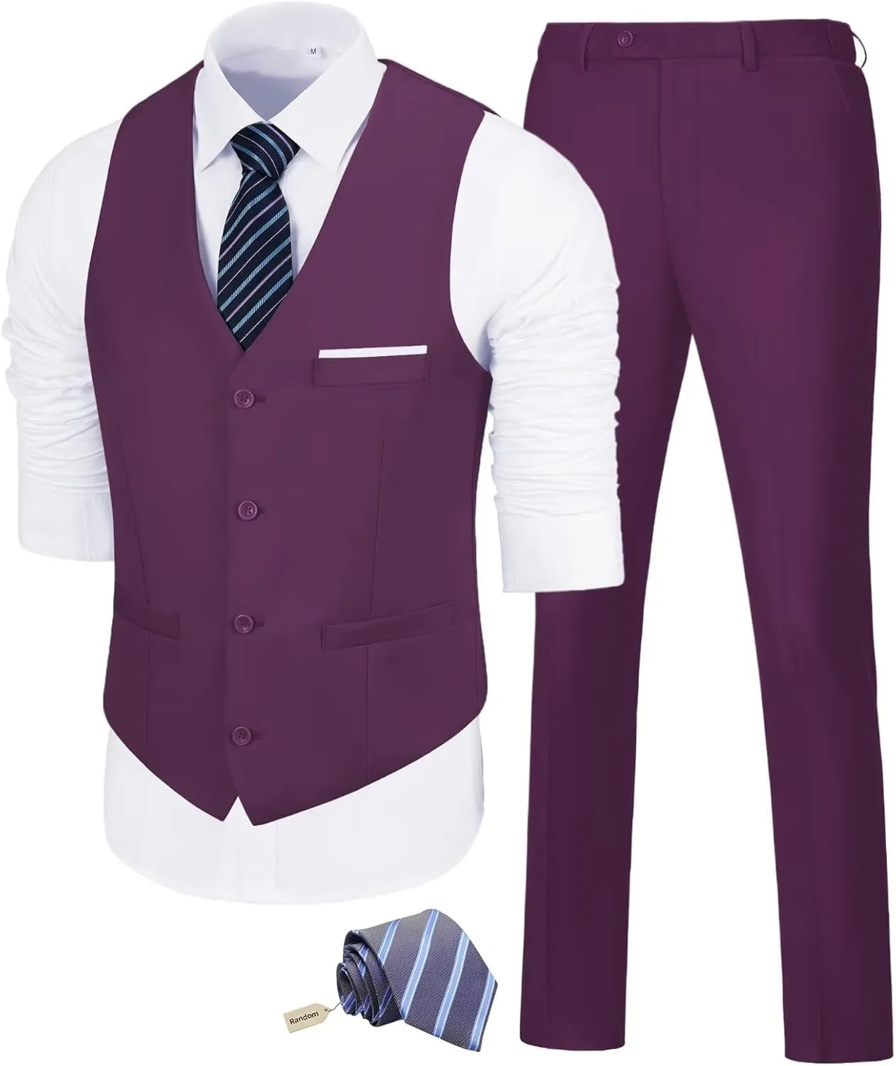 Men's Suit Slim Fit 2 Pieces Suits Set Grooms Tuxedos Business Wedding Prom Party Suit Vest and Pants