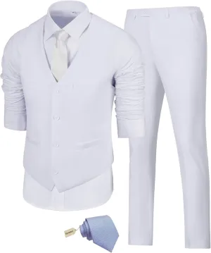 Men's Suit Slim Fit 2 Pieces Suits Set Grooms Tuxedos Business Wedding Prom Party Suit Vest and Pants