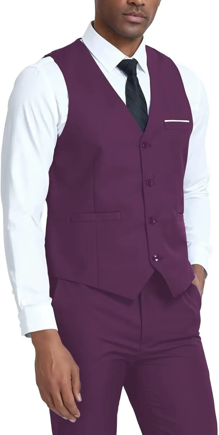 Men's Suit Slim Fit 2 Pieces Suits Set Grooms Tuxedos Business Wedding Prom Party Suit Vest and Pants
