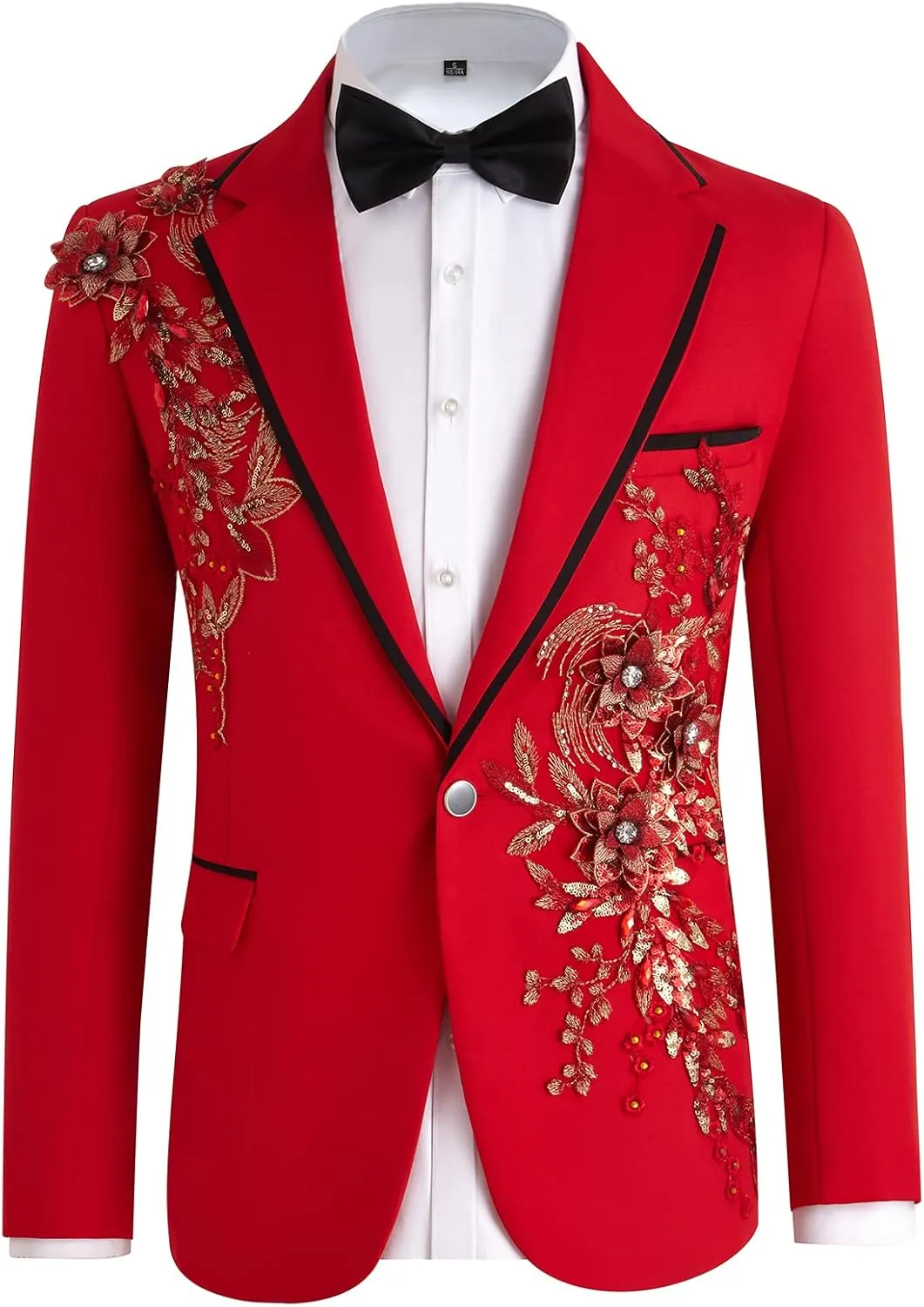 Mens Suits Slim Fit 2 Piece Formal Tuxedo Suits Blazer Pants with Bow Tie for Wedding Prom