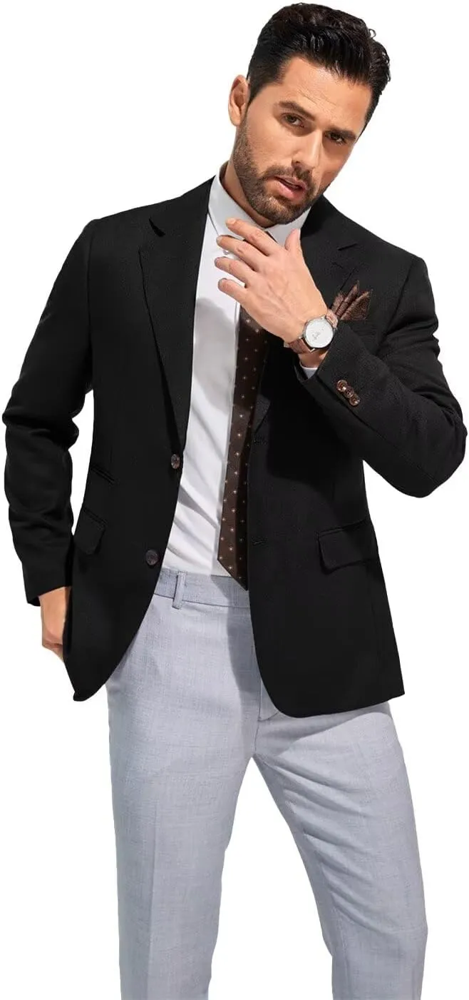 Men's Suits Slim Fit Casual Knit Blazer Sport Coats Suits Jacket Lightweight Wedding Business Party Two Buttons Men Blazer