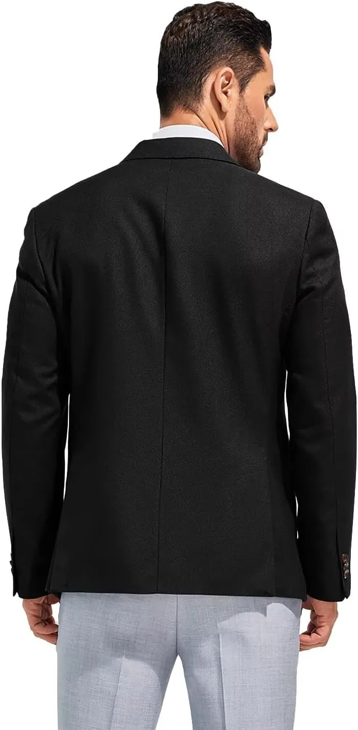 Men's Suits Slim Fit Casual Knit Blazer Sport Coats Suits Jacket Lightweight Wedding Business Party Two Buttons Men Blazer
