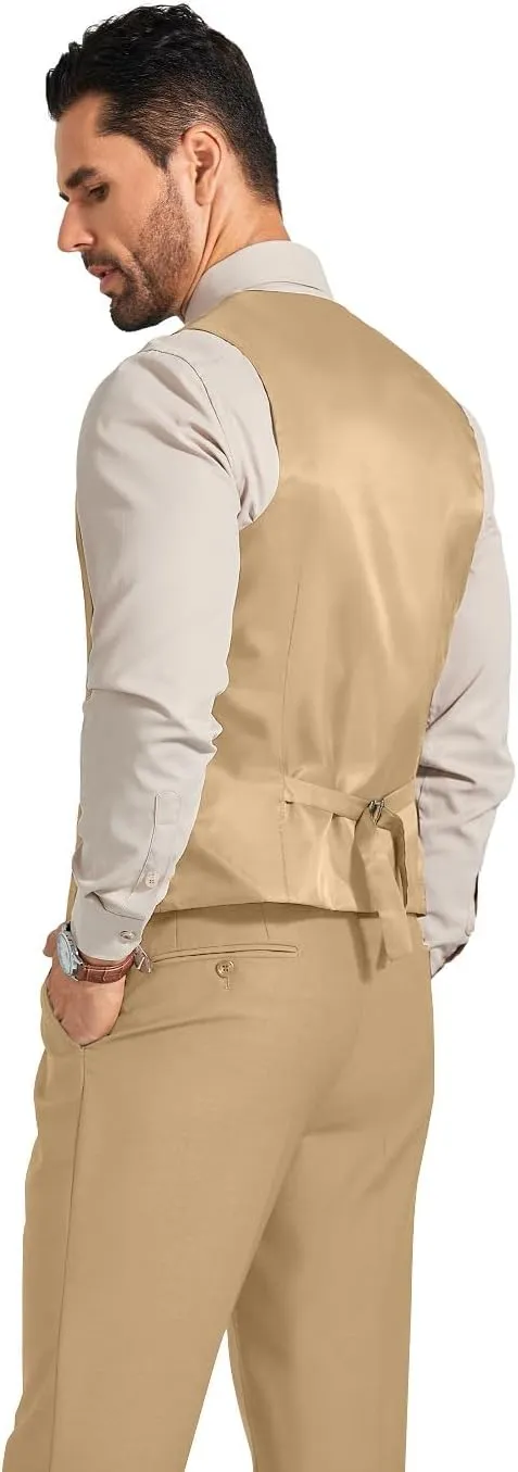 Mens Suits Vest Pants Set 2 Pieces Slim Fit Wedding Groomsmen Suit for Men Formal