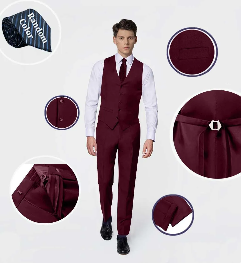 Mens Suits Vest Pants Set 2 Pieces Slim Fit Wedding Groomsmen Suit for Men Formal