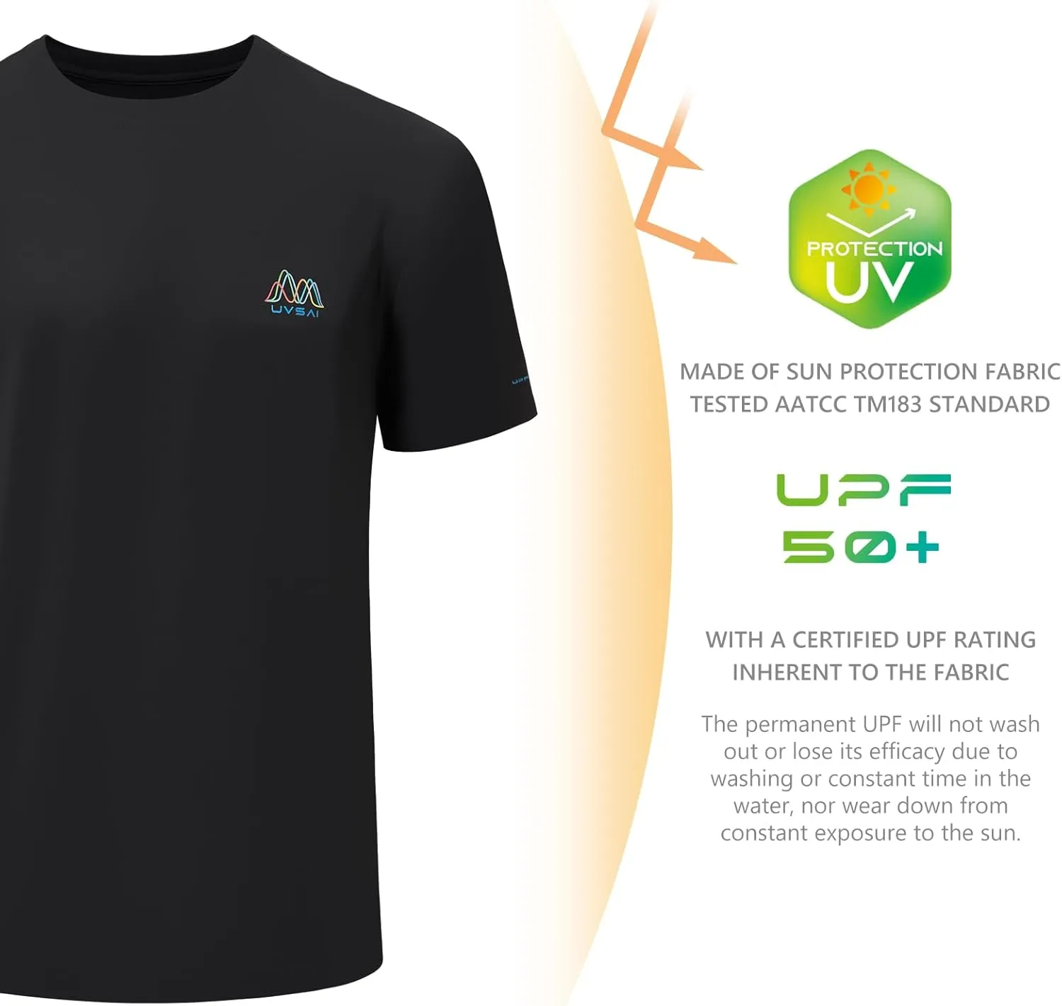 Men’s UPF 50  Short Sleeve Shirt Permanent UV Sun Protection Performance Hiking Fishing T-Shirts