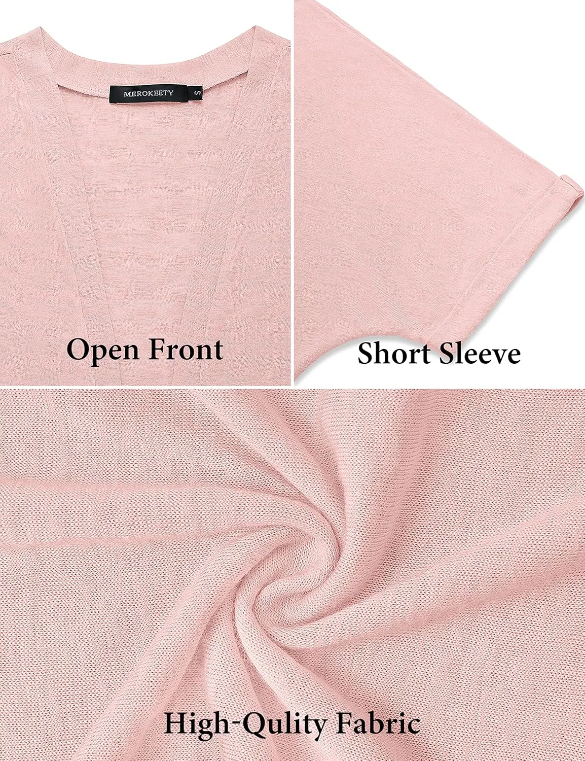 MEROKEETY Womens 2025 Summer Lightweight Cardigan Short Sleeve Open Front Casual Loose Cover Ups