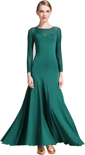Mesh Patchwork Women's Ballroom Dance Modern Waltz Tango Performance Dance Competition Dress