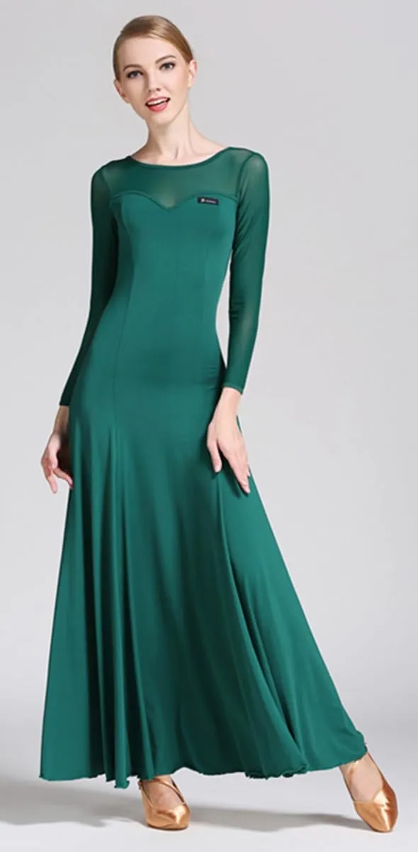 Mesh Patchwork Women's Ballroom Dance Modern Waltz Tango Performance Dance Competition Dress