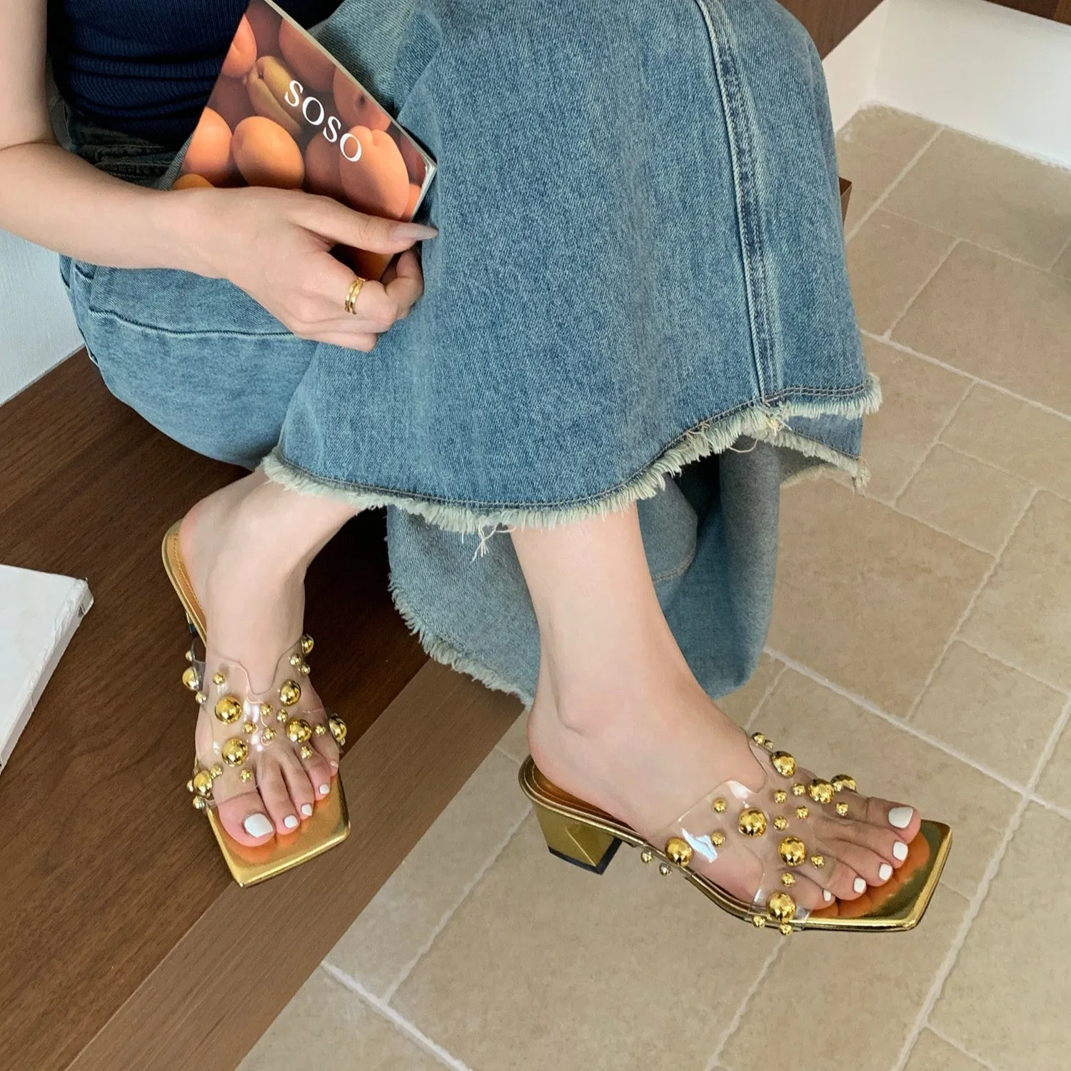Metal Bead Heels