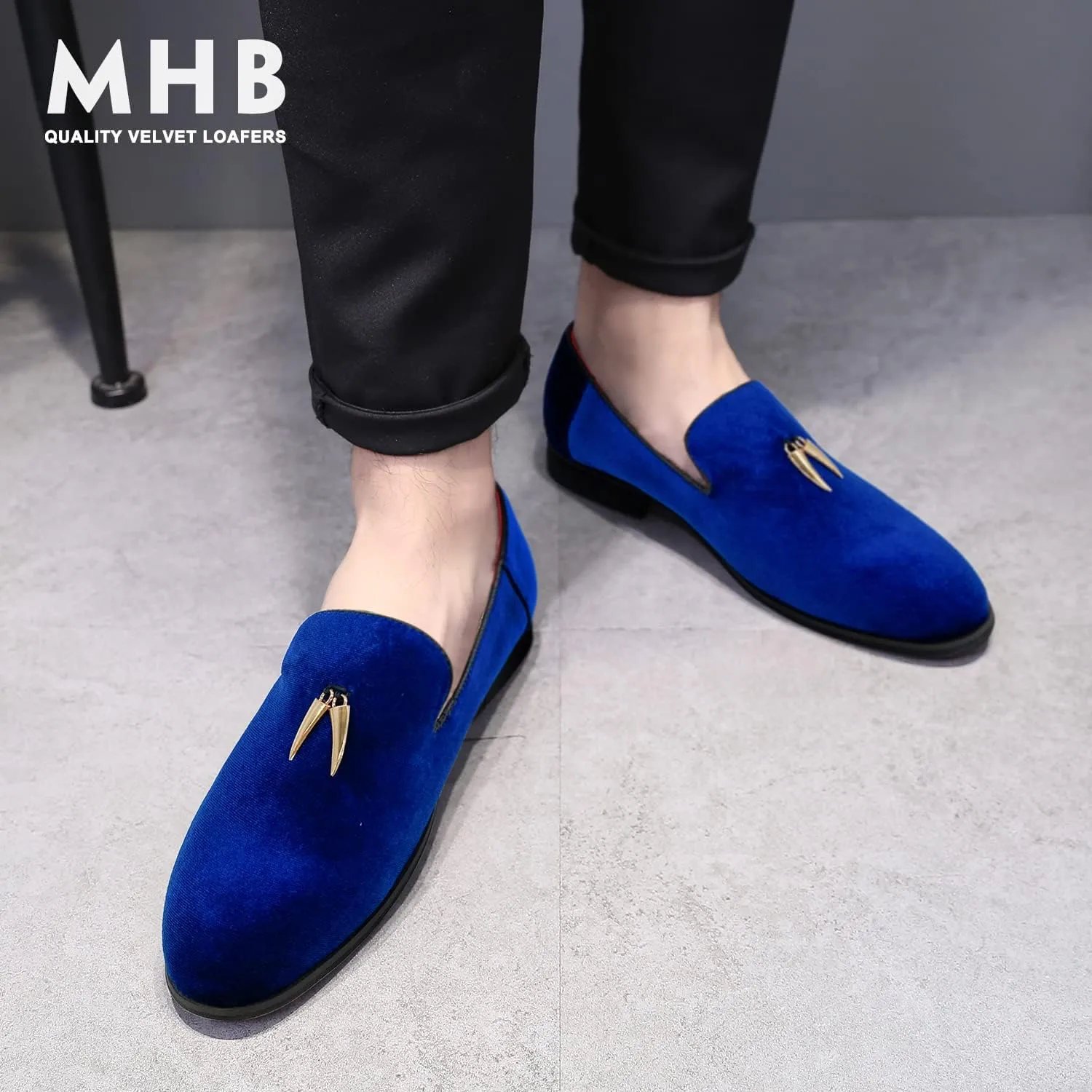MHB Men's Penny Slip-On Velvet Loafer Suede Dress Shoes Glitter Smoking Slipper