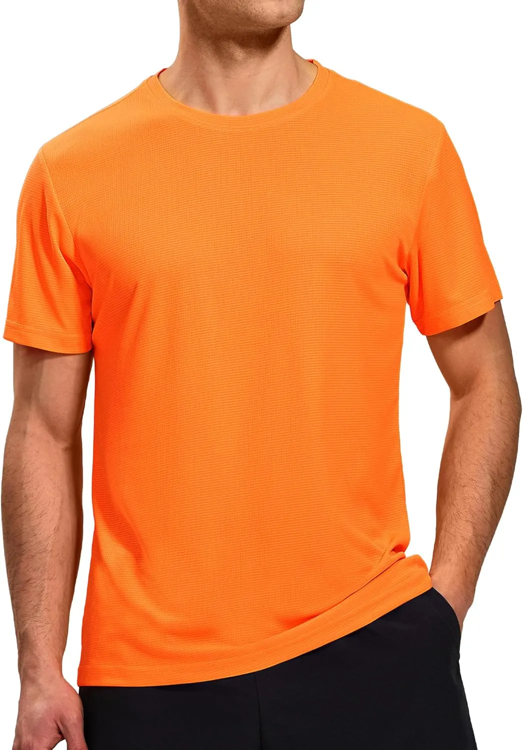 MIER Mens Dry Fit Workout T-Shirts Athletic Running Tshirt Short Sleeve Lightweight Airy Gym Sport Tee Shirt, Crew Neck