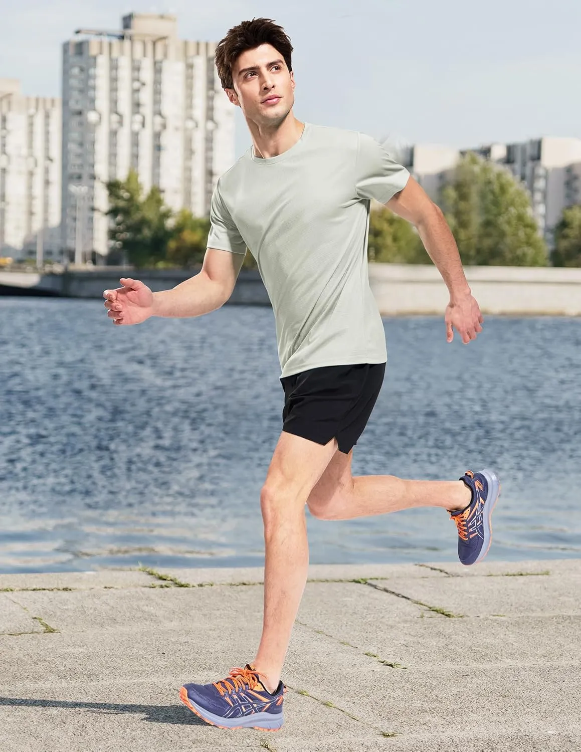 MIER Mens Dry Fit Workout T-Shirts Athletic Running Tshirt Short Sleeve Lightweight Airy Gym Sport Tee Shirt, Crew Neck