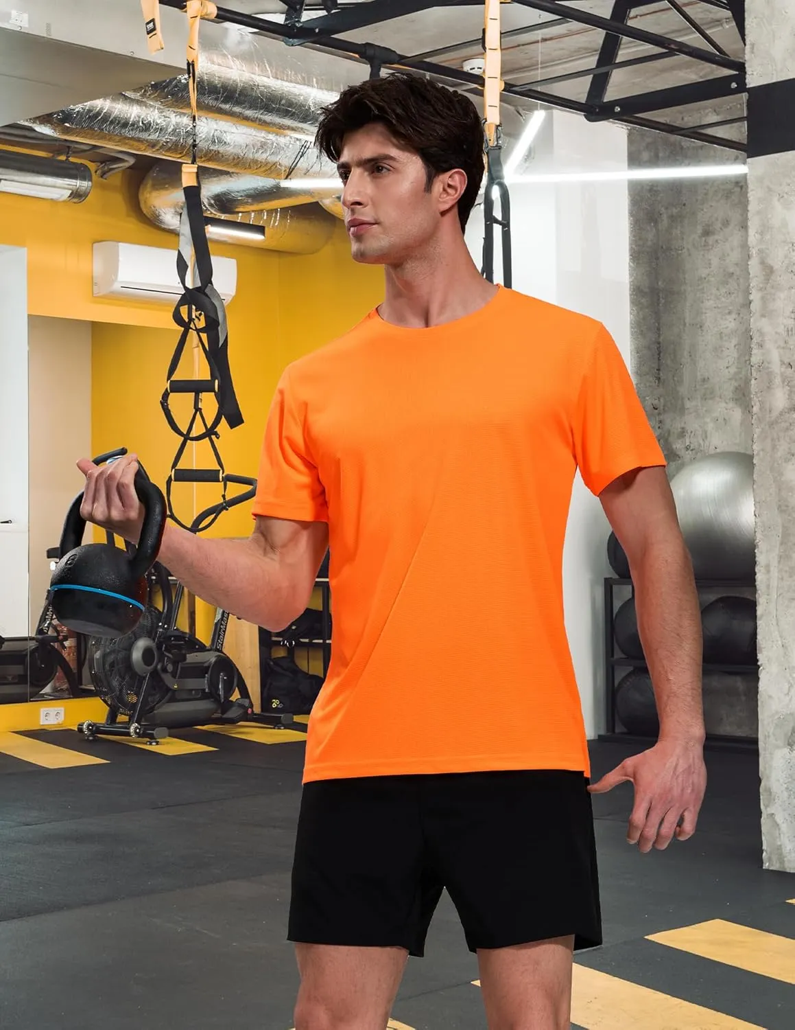 MIER Mens Dry Fit Workout T-Shirts Athletic Running Tshirt Short Sleeve Lightweight Airy Gym Sport Tee Shirt, Crew Neck