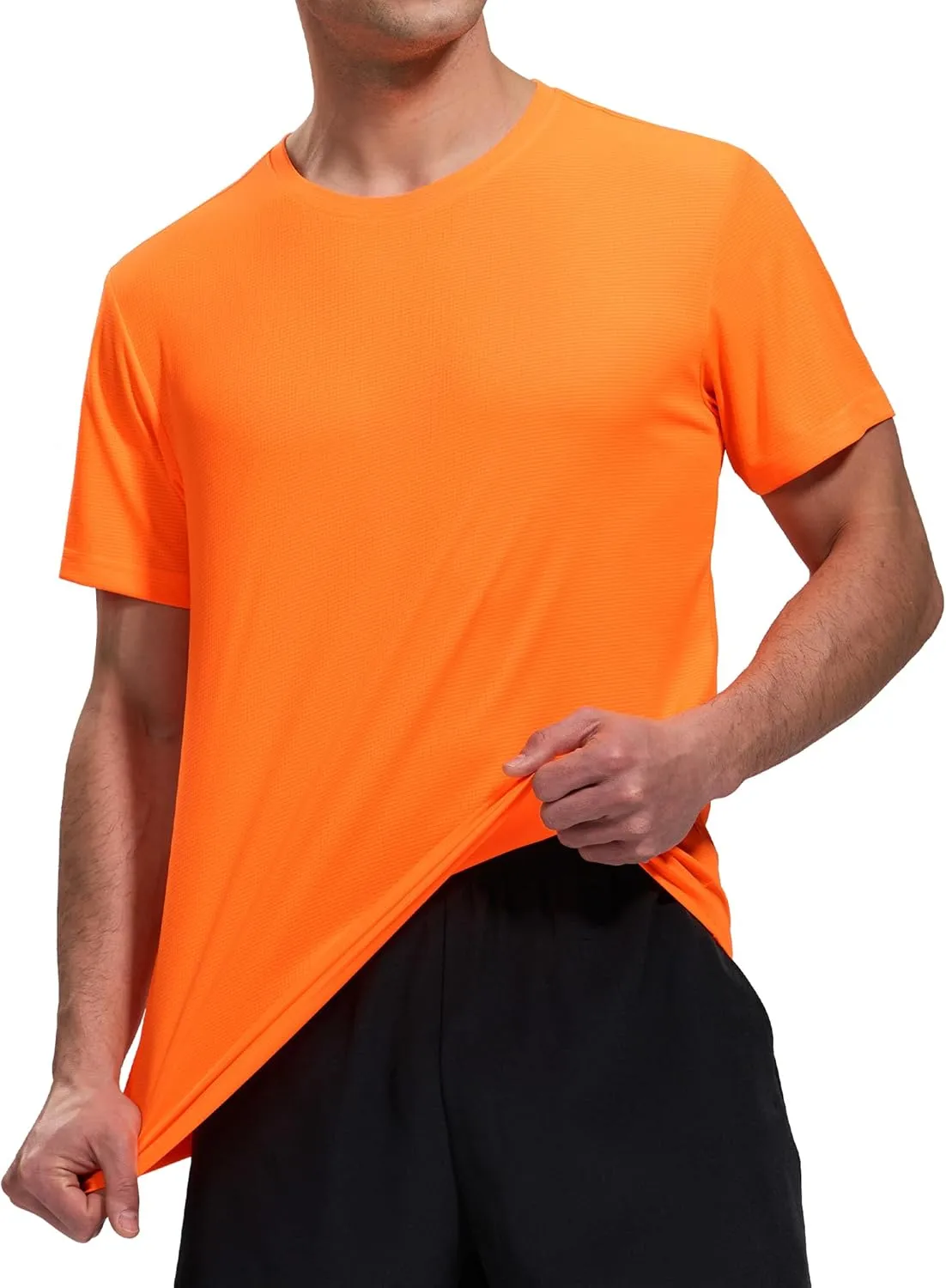 MIER Mens Dry Fit Workout T-Shirts Athletic Running Tshirt Short Sleeve Lightweight Airy Gym Sport Tee Shirt, Crew Neck