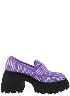MissHeel Rhinestone Loafers for Women Slip On Platform Chunky Heels