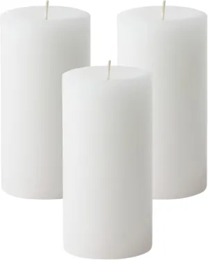 Mister Candle Citronella Candles, Ideal for Outdoor & Indoor, 3x6 Pillar Candles Set of 3, Hand Poured White, Premium Wax & Dripless, 60 Hour Burn Time