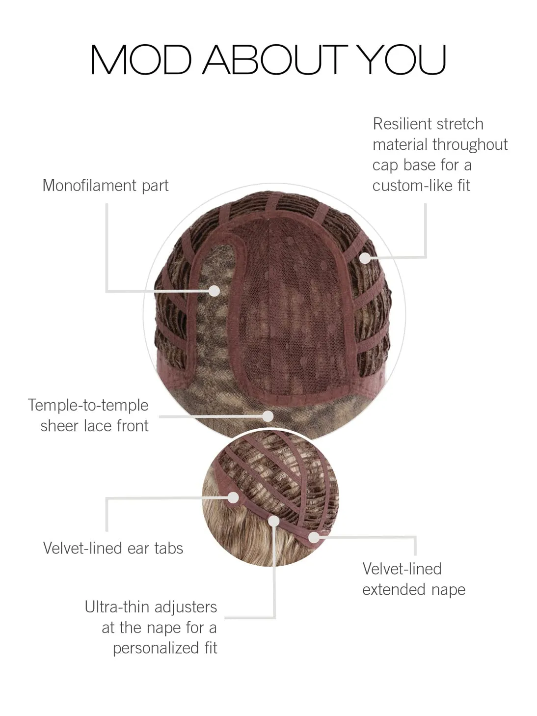 Mod About You Mid-length Layered Bob Wig by Hairuwear, 2023 Spring Luxury Collection, Average Cap, GL11-25SS Shaded Honey Pecan