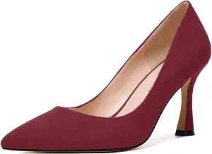 MODENCOCO Womens Fashion Slip On Pointed Toe Sexy Party Suede Stiletto High Heel Pumps Dress Shoes 3.5 Inch