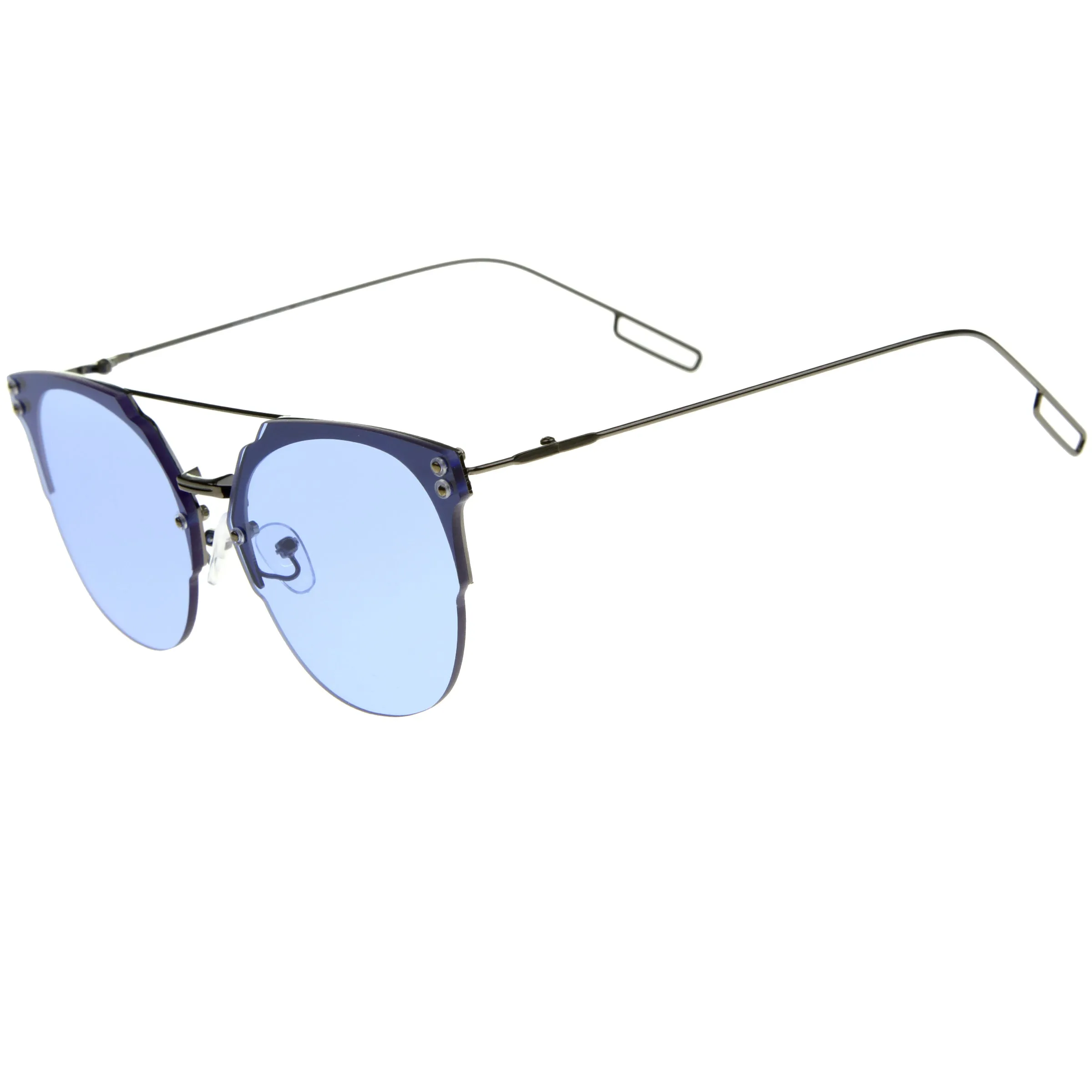 Modern Ultra Slim Rimless Pantos Flat Lens Sunglasses A393