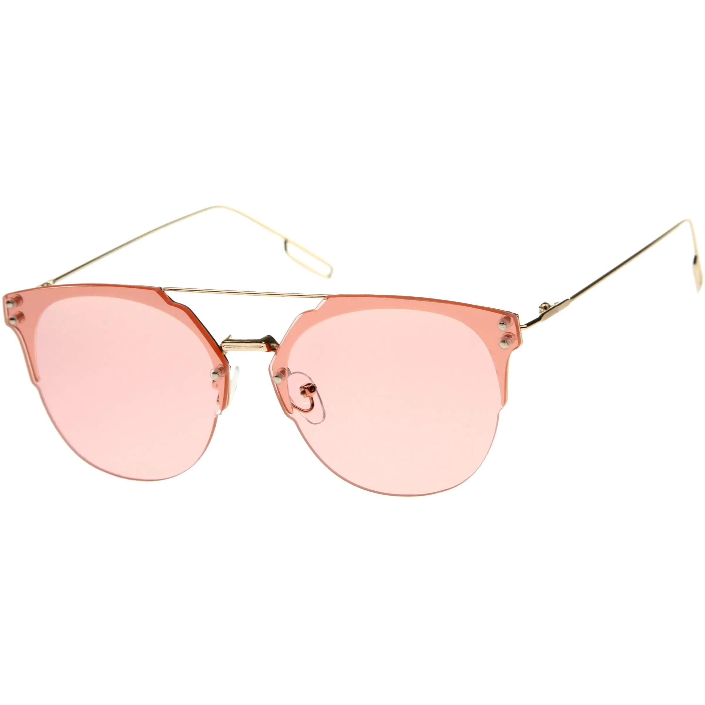 Modern Ultra Slim Rimless Pantos Flat Lens Sunglasses A393