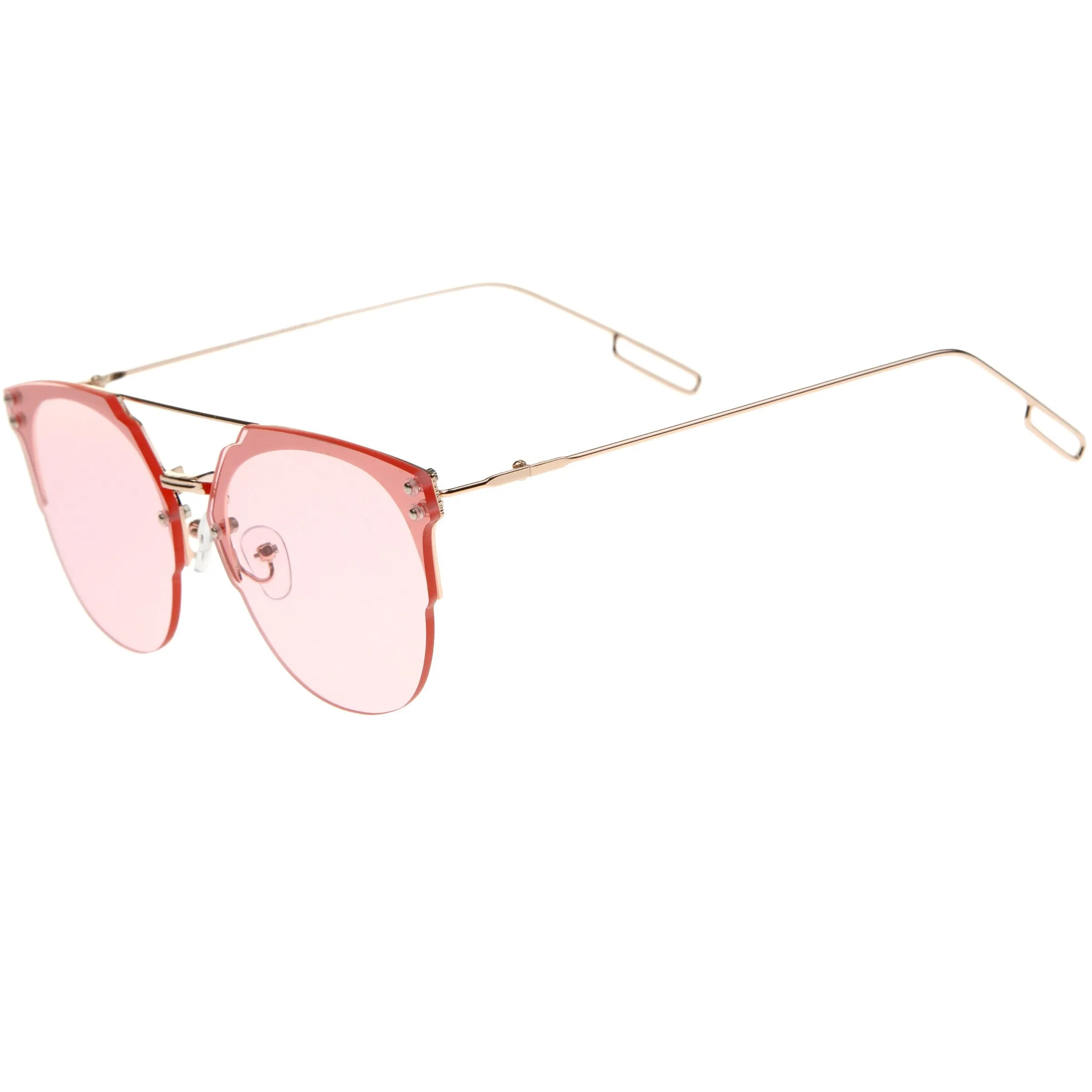 Modern Ultra Slim Rimless Pantos Flat Lens Sunglasses A393