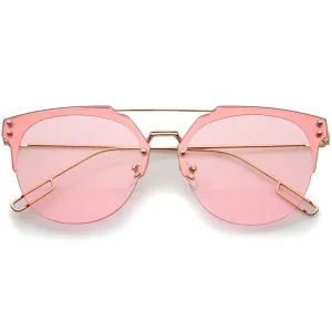 Modern Ultra Slim Rimless Pantos Flat Lens Sunglasses A393