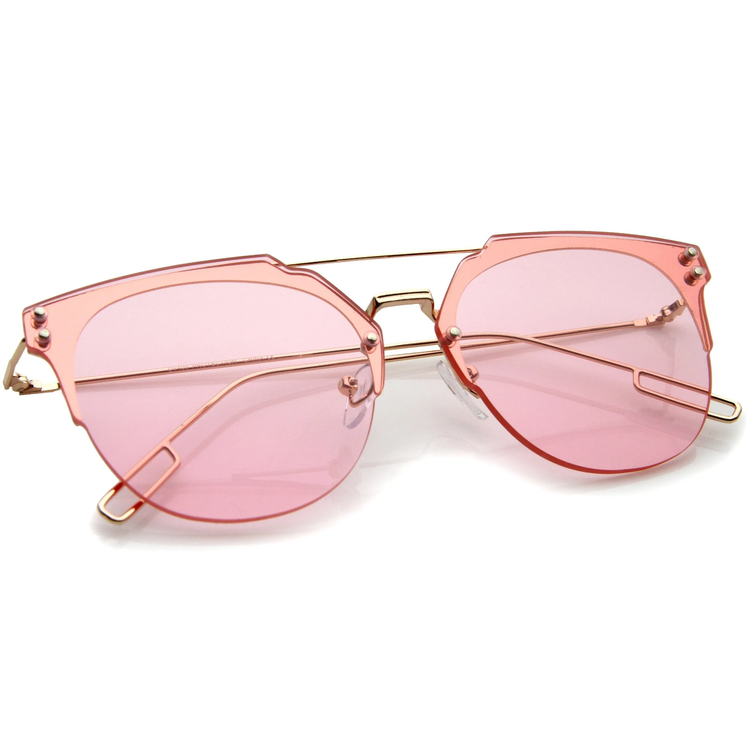Modern Ultra Slim Rimless Pantos Flat Lens Sunglasses A393
