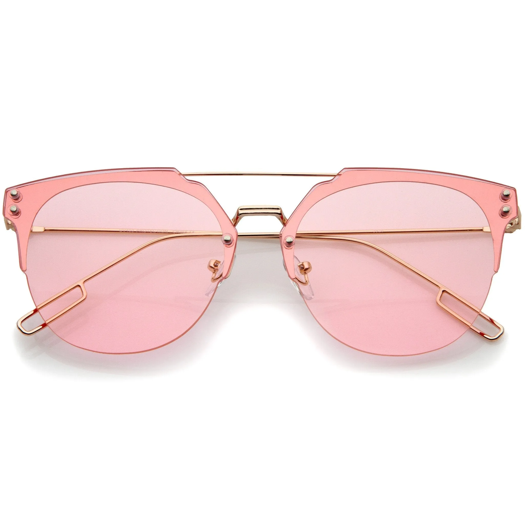 Modern Ultra Slim Rimless Pantos Flat Lens Sunglasses A393