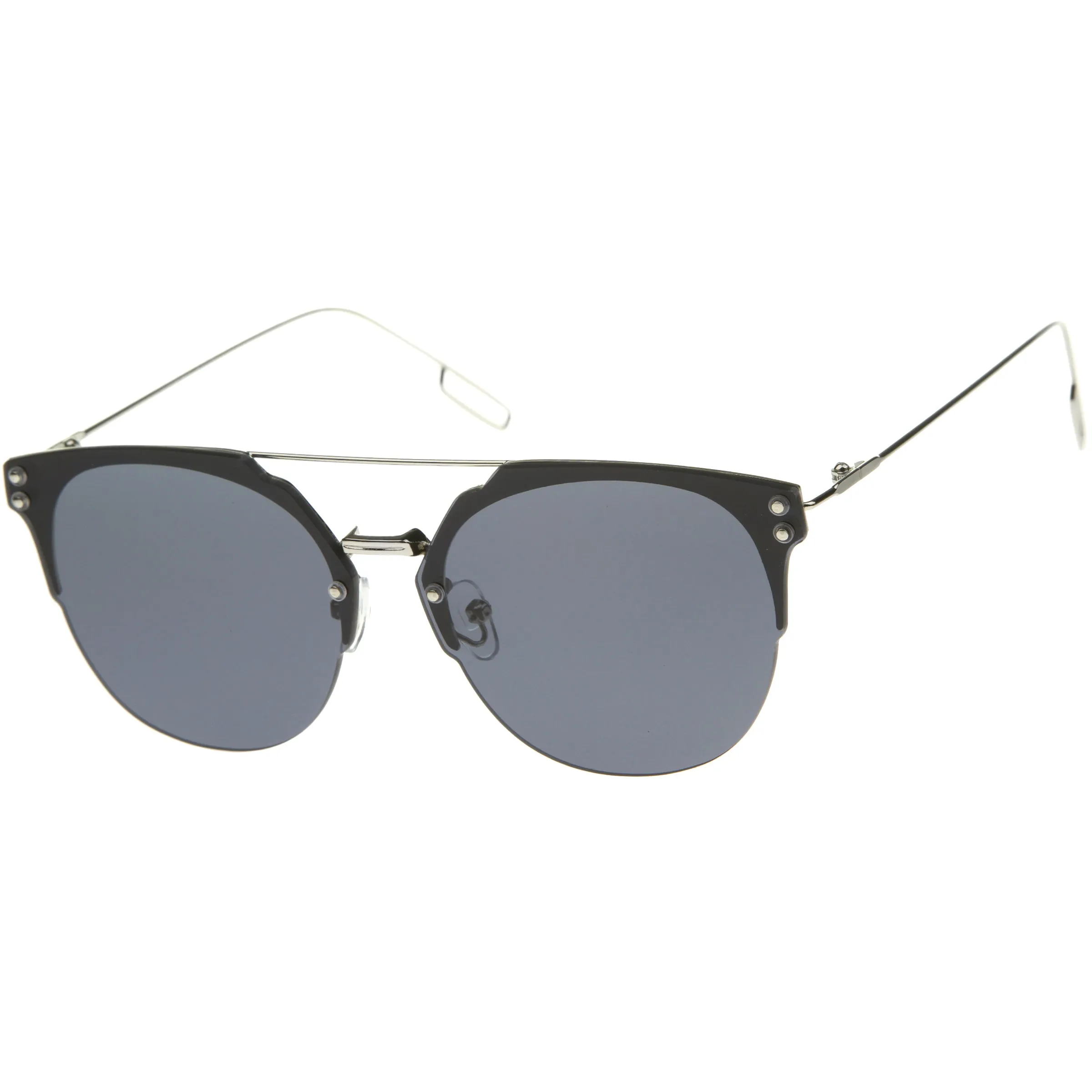 Modern Ultra Slim Rimless Pantos Flat Lens Sunglasses A393