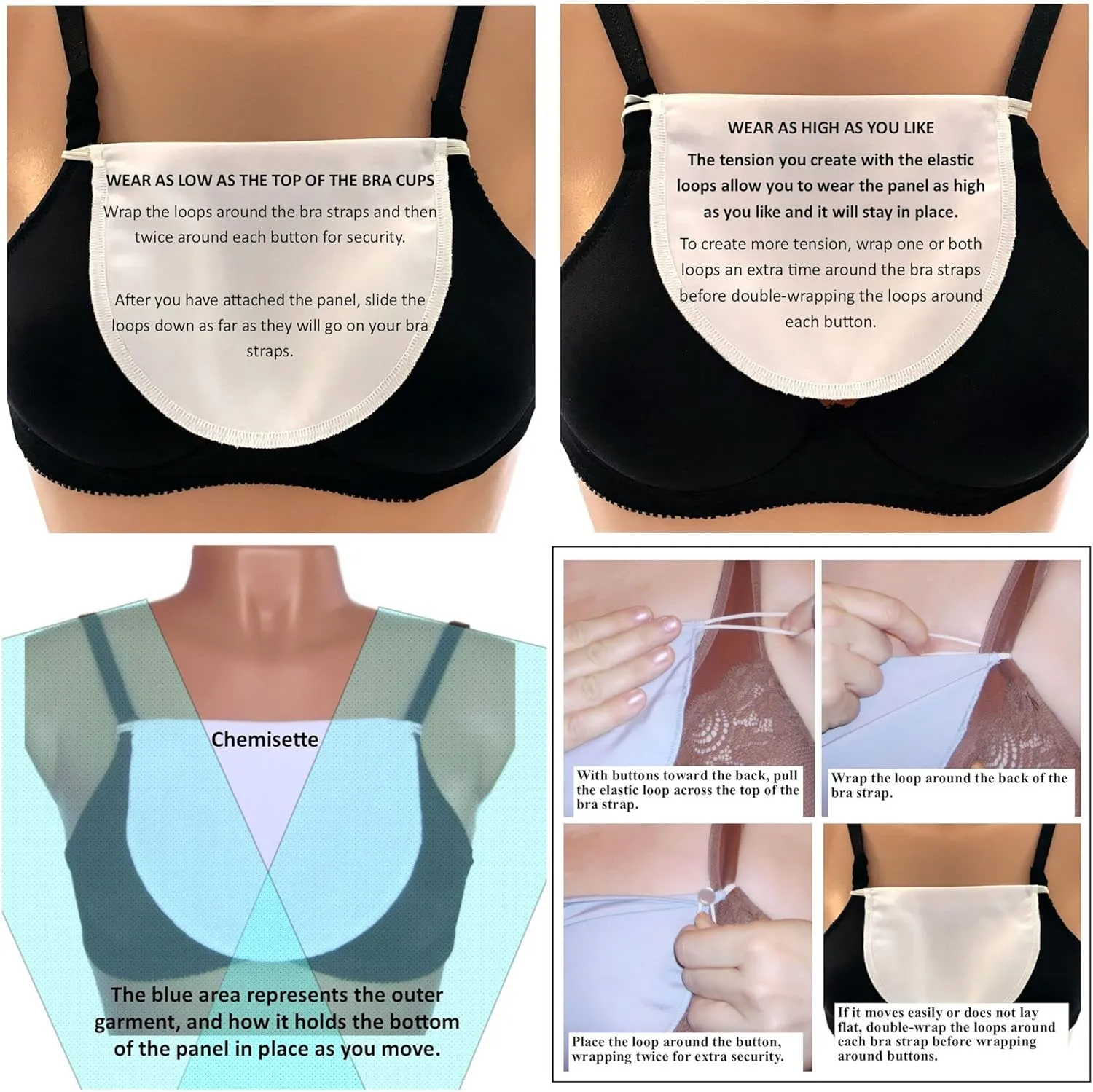 Modesty Panel Cleavage Cover Mock Cami Soft Poly No Lace