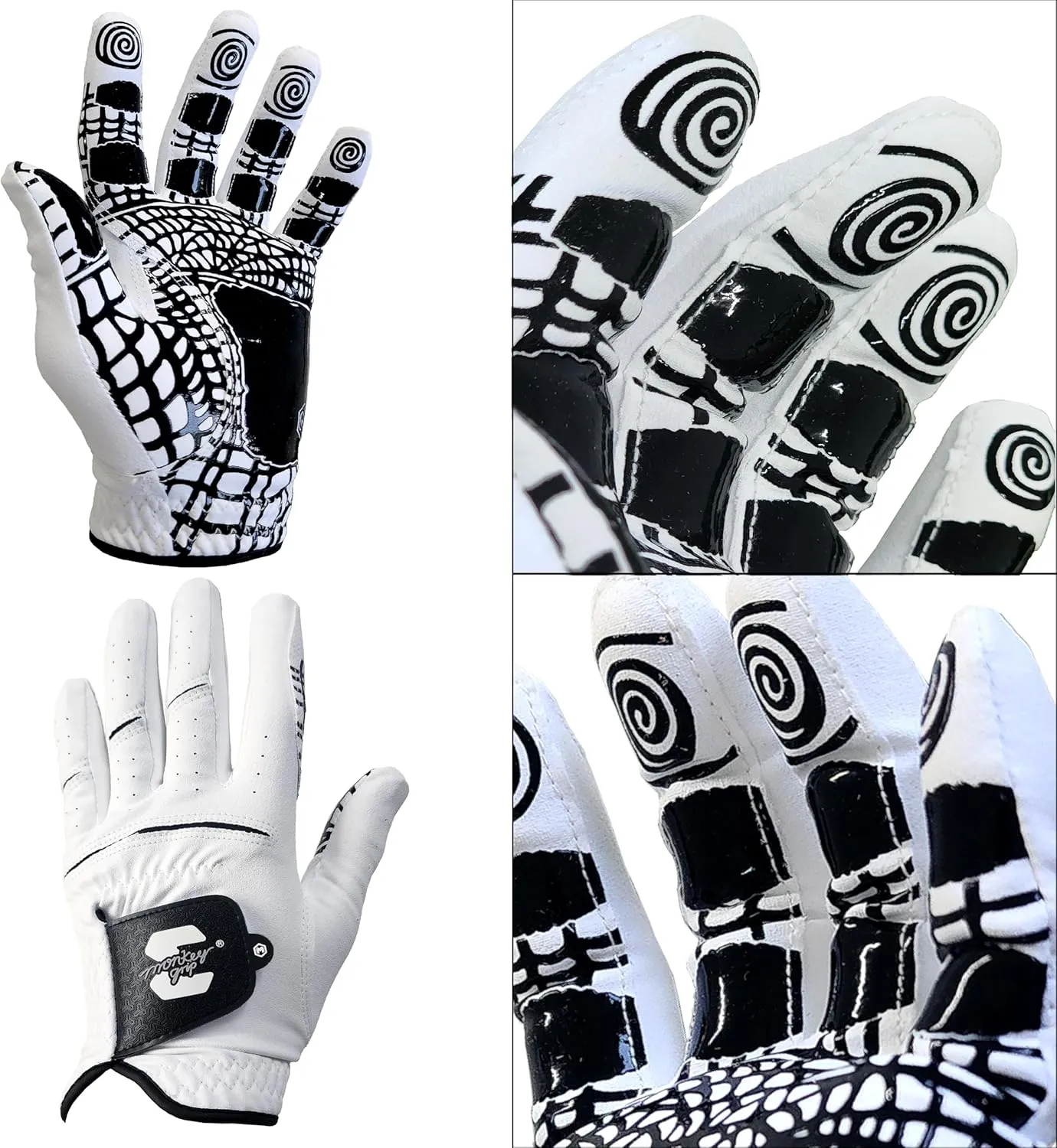 MONKEY GRIP Golf Glove Premium Synthetic Nonslip Spider Grip Tacky All Weather Slice Killer No Twist Left Hand