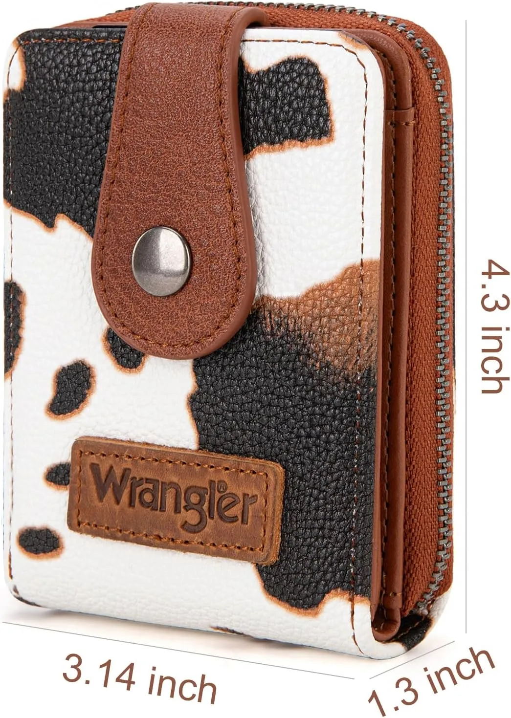 Montana West X Wrangler Cow Print Wallet Women Small Credit Card Holder with Rfid Blocking Zip Credit Card Case,Compact & Easy to Carry Gifts for Women