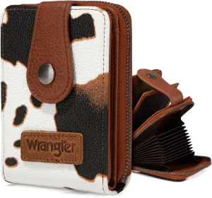 Montana West X Wrangler Cow Print Wallet Women Small Credit Card Holder with Rfid Blocking Zip Credit Card Case,Compact & Easy to Carry Gifts for Women