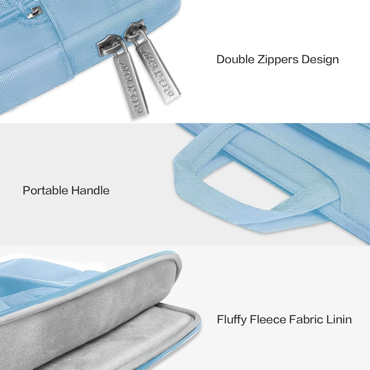 MOSISO Laptop Shoulder Bag Compatible with MacBook Air/Pro, 13-13.3 inch Notebook, Polyester Flapover Briefcase Sleeve Case, Airy Blue
