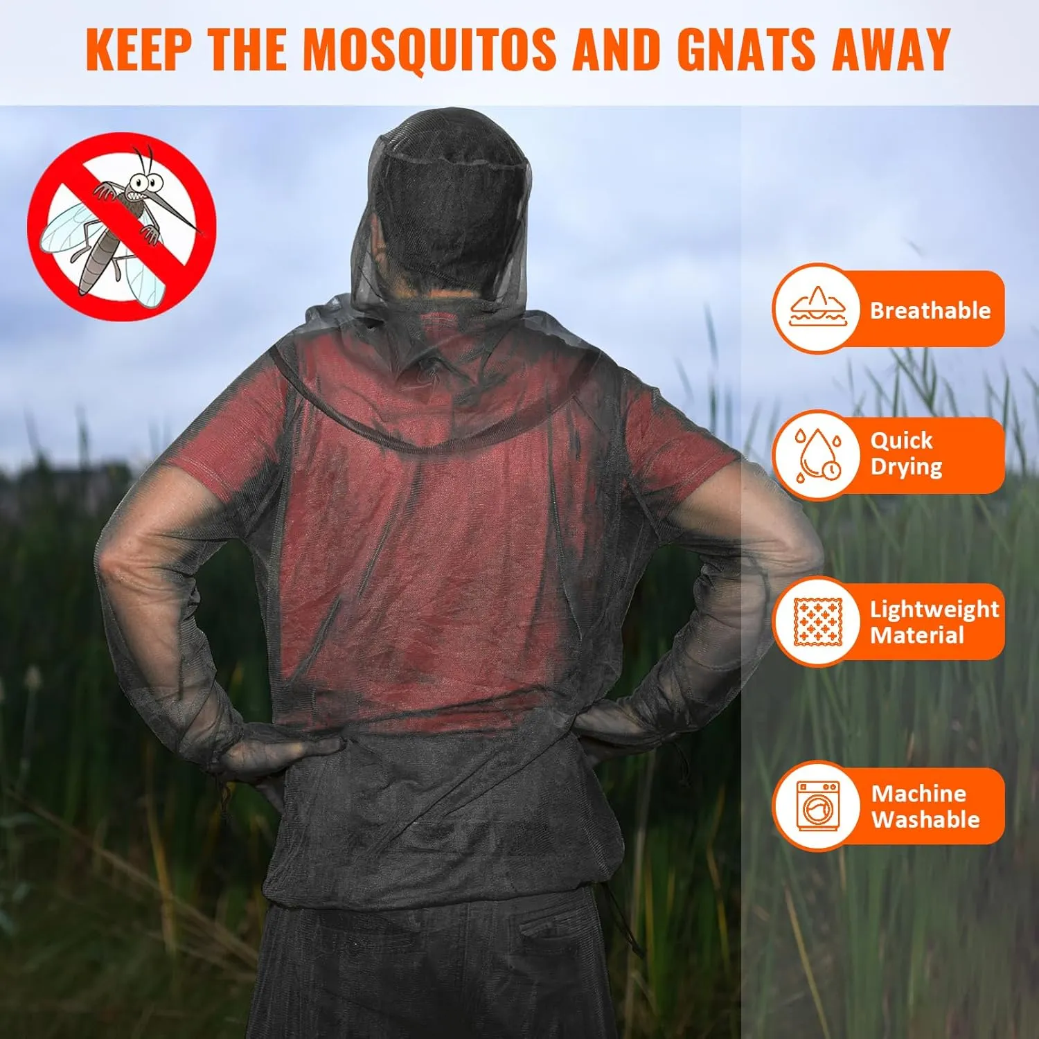 Mosquito Bug Suit for Men Women, 2/4 Pcs Full Body Mosquito Net Suit