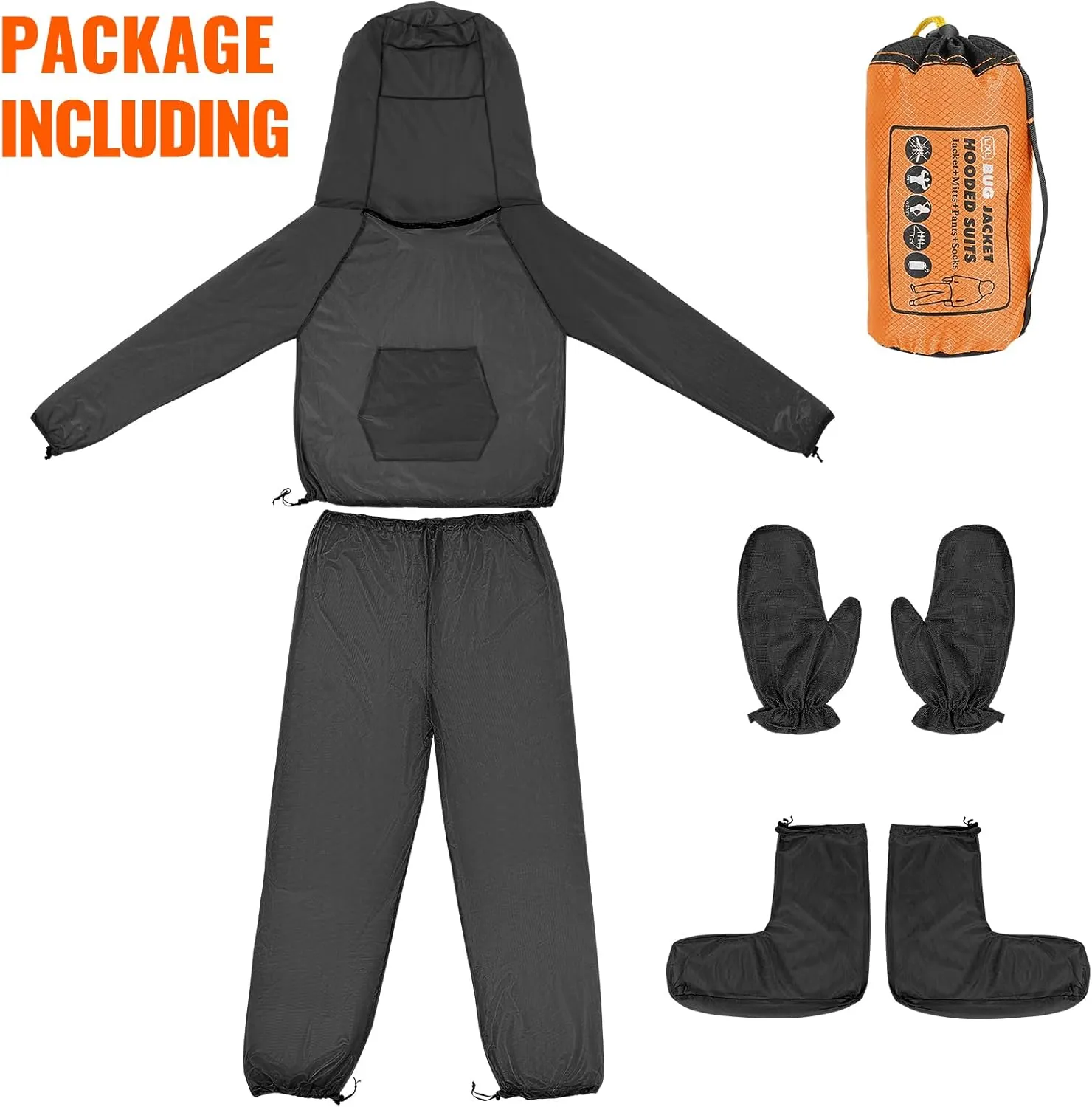 Mosquito Bug Suit for Men Women, 2/4 Pcs Full Body Mosquito Net Suit