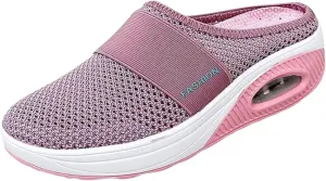 Mules for Women Breathable Mesh Walking Mules Sneakers Arch Support Slippers Outdoor Casual Non Slip Orthopedic Sneakers Slip-On Open Back Mule Platform Wedge Closed Toe Shoes