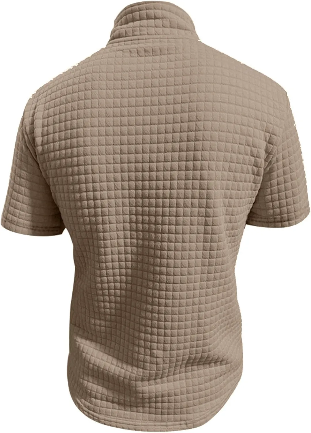 Muscularfit Tshirts Shirts for Men Short Sleeve Waffle Knit Quarter-Zip Pullover Tops Causal Fashion Gym Workout Tee Tops