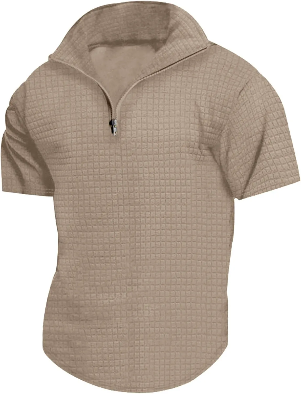 Muscularfit Tshirts Shirts for Men Short Sleeve Waffle Knit Quarter-Zip Pullover Tops Causal Fashion Gym Workout Tee Tops
