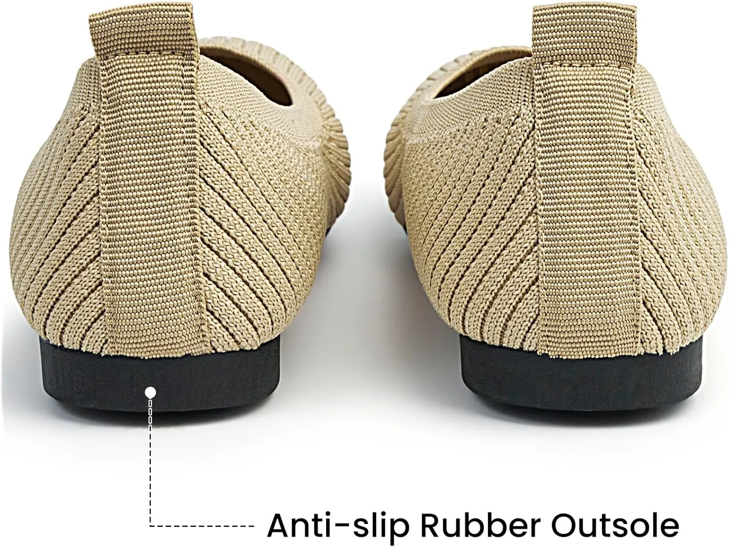 MUSSHOE Ballet Flats Shoes for Women Dressy, Comfortable Soft Knit Round Toe Women's Flat, Casual Work Office