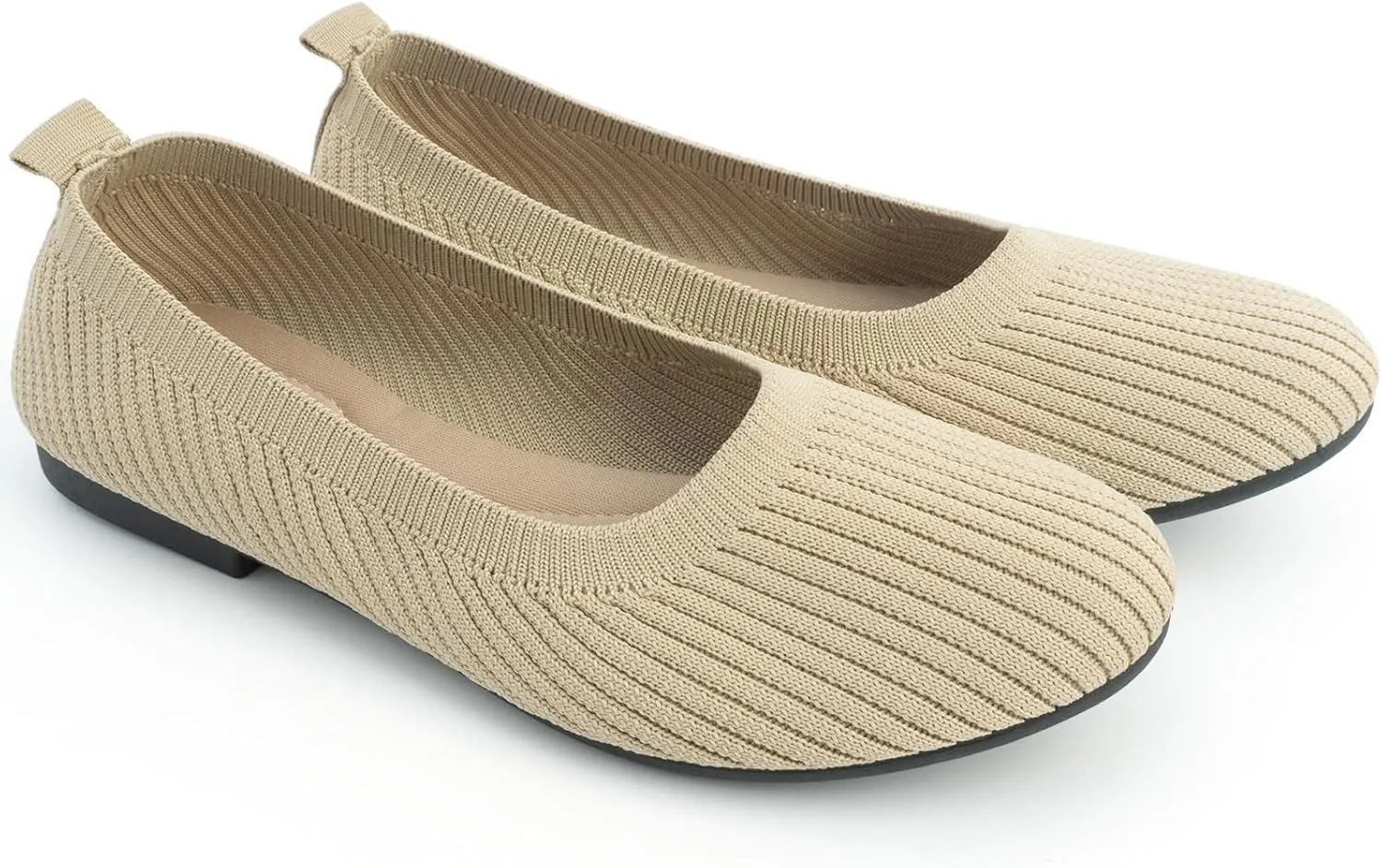 MUSSHOE Ballet Flats Shoes for Women Dressy, Comfortable Soft Knit Round Toe Women's Flat, Casual Work Office
