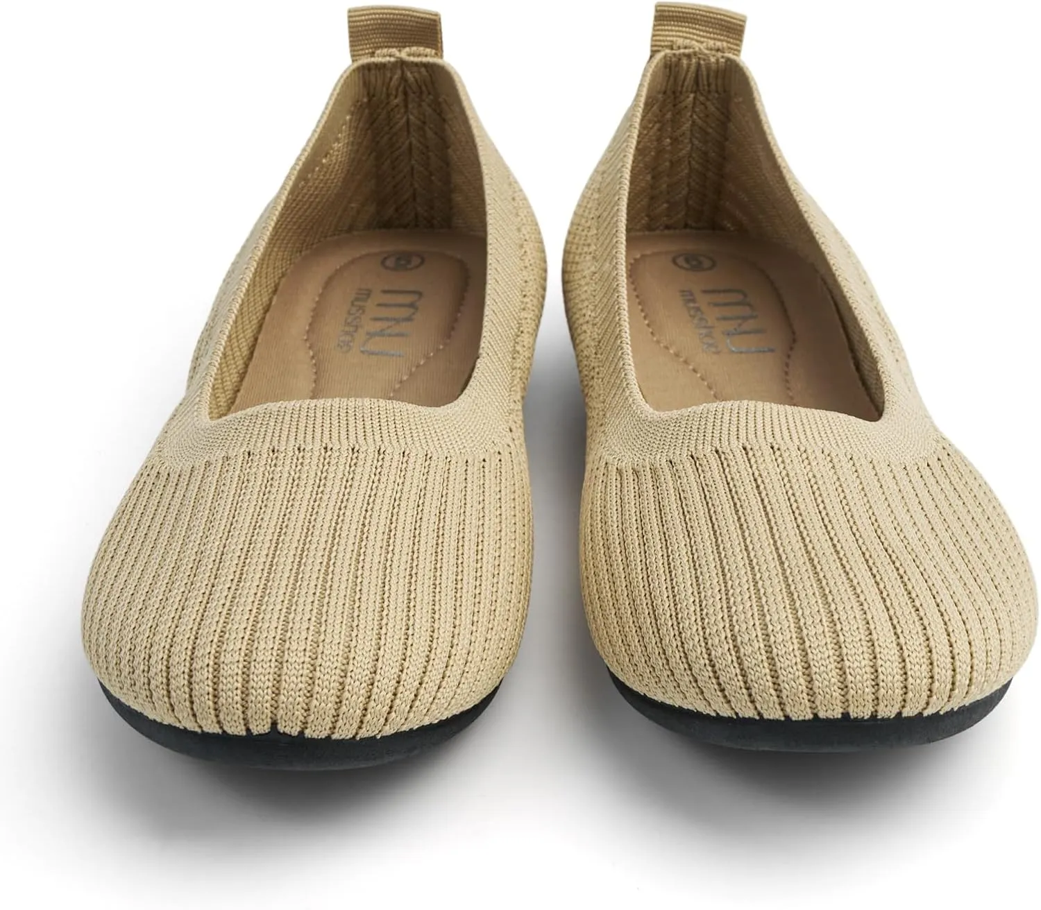MUSSHOE Ballet Flats Shoes for Women Dressy, Comfortable Soft Knit Round Toe Women's Flat, Casual Work Office