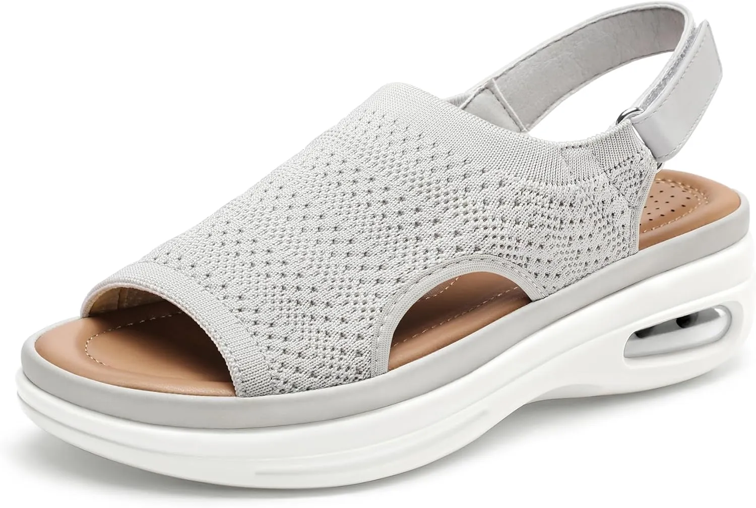 mysoft Women's Comfortable Air Cushion Support Walking Sandals Breathable Knit Slingback Platform Shoes